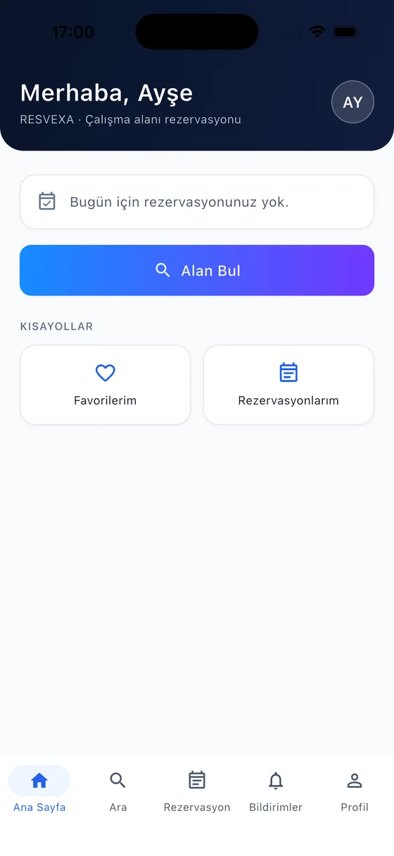 Ana sayfa: yaklaşan rezervasyon ve kısayollar